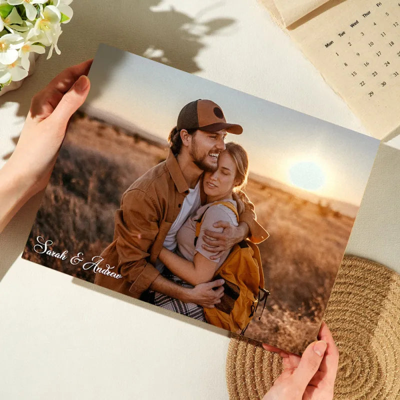 Custom Couple Portrait Photo Custom Photo on Wood Engraved Photo on Wood Watercolor Style