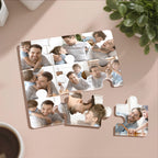 Personalized Photo Puzzle-Shaped Fridge Magnet – Custom Gift for Father
