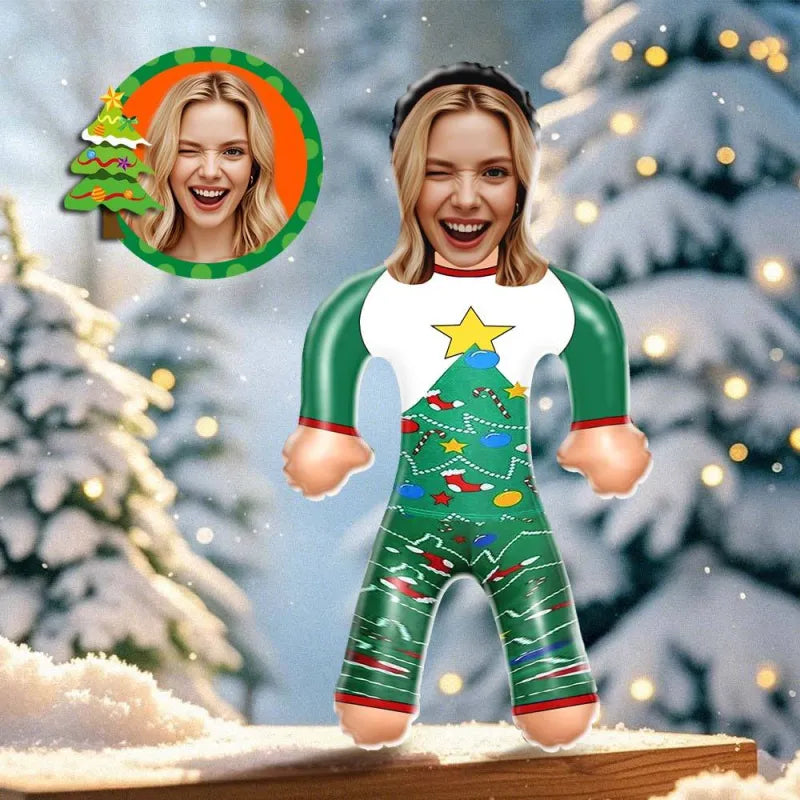 Custom Face Green Christmas Pyjama Set Blow Up Dolls