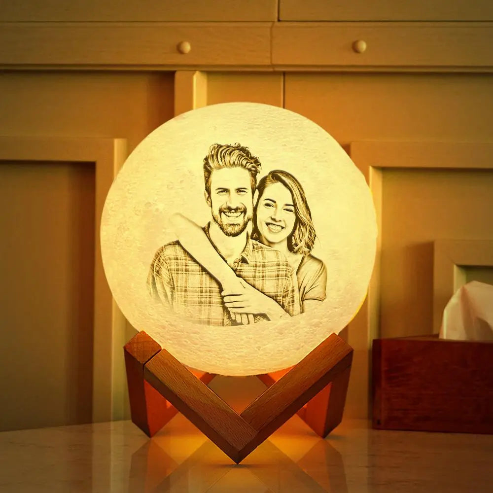 Custom Photo Moon Lamp Name 3d Light Christmas Gift Engraved Moon Lamp Family Gift