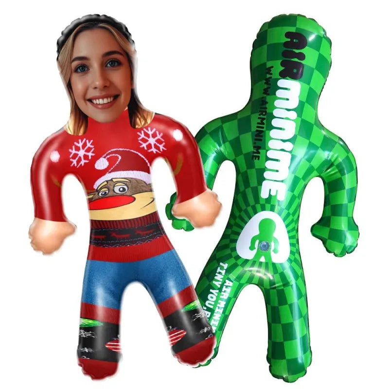 Custom Face Reindeer Christmas Jumpe Blow Up Dolls Funny Inflatable Balloon