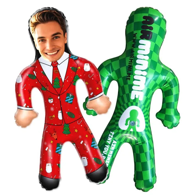 Custom Face Red Christmas Suit Blow Up Dolls Funny Inflatable Balloon