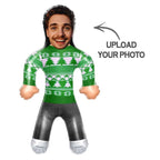 Custom Face Green Christmas Jumper Blow Up Dolls Funny Inflatable Balloon