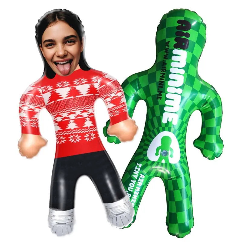 Custom Face Red Christmas Jumper Blow Up Dolls Funny Inflatable Balloon