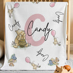 Personalized Winnie the Pooh Throw Blanket with Name Gift for Kids