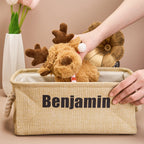 Personalized Storage Basket with Name Toy Bin Linen Organizer Gift for Children