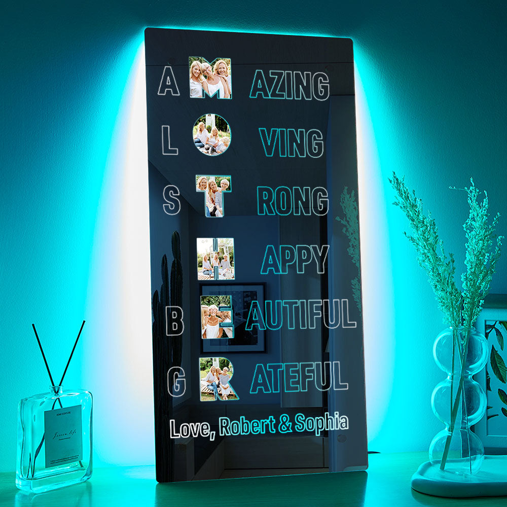Personalized Photo Mirror Light Amazing Mother's Mirror Lamp Mother's Day Gifts for Mom