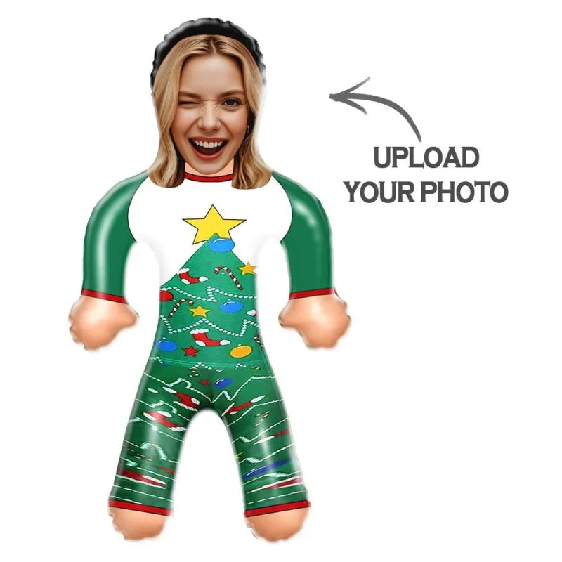 Custom Face Green Christmas Pyjama Set Blow Up Dolls