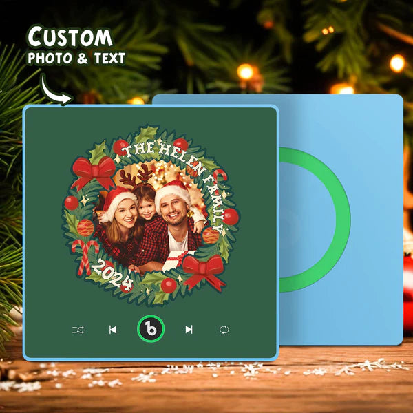 FridgeBeats Framed Personalized Christmas Wreath Family Photo