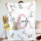 Personalized Winnie the Pooh Throw Blanket with Name Gift for Kids