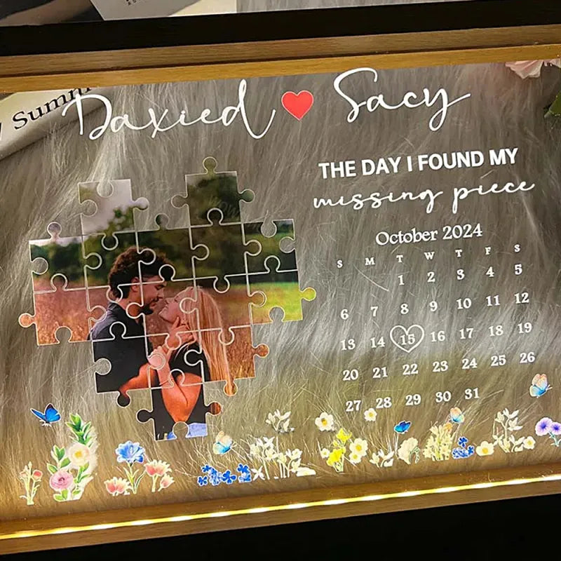 The Day I Found My Missing Piece Light Frame Personalized Gift Valentine's Day Anniversay Gifts