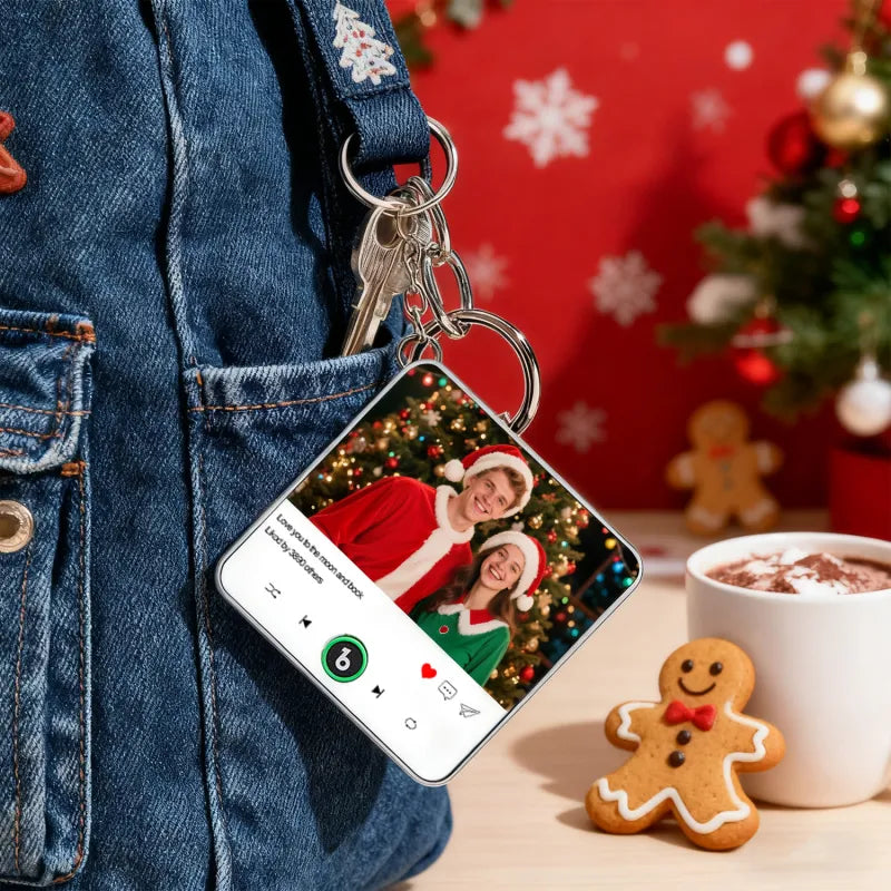 FridgeBeats Custom Photo and Text Music Keychain Music Box Bag Charm