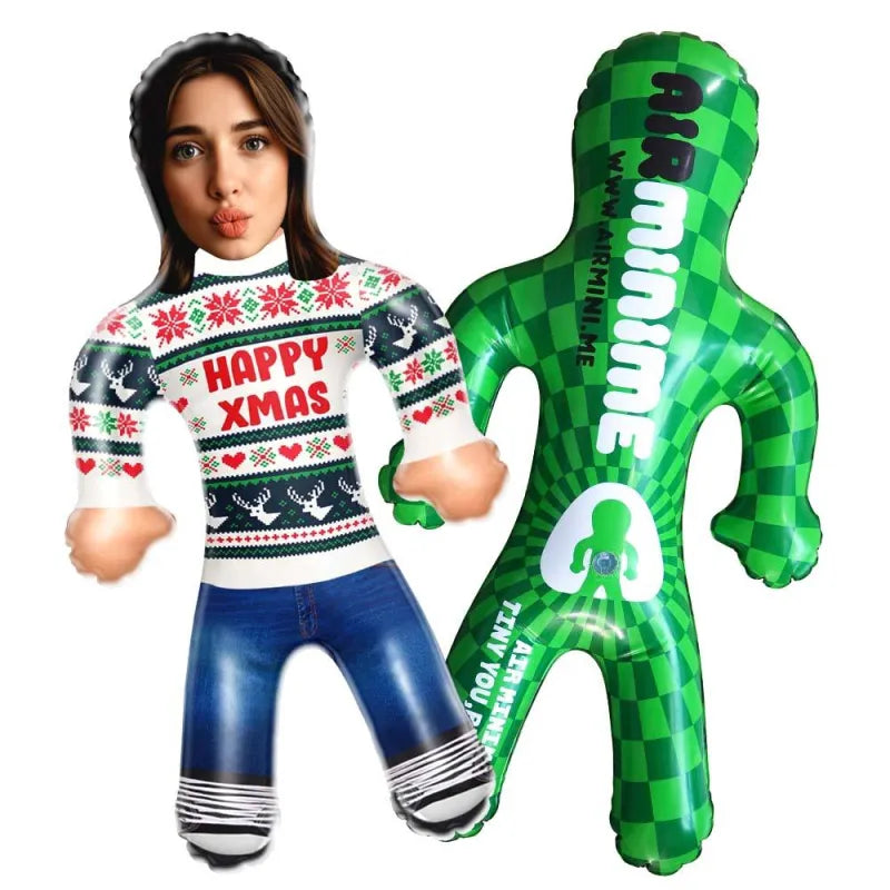 Custom Face Happy Xmas Blow Up Dolls Funny Inflatable Balloon