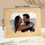 Custom Couple Portrait Photo Custom Photo on Wood Engraved Photo on Wood Watercolor Style