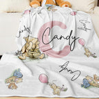 Personalized Winnie the Pooh Throw Blanket with Name Gift for Kids