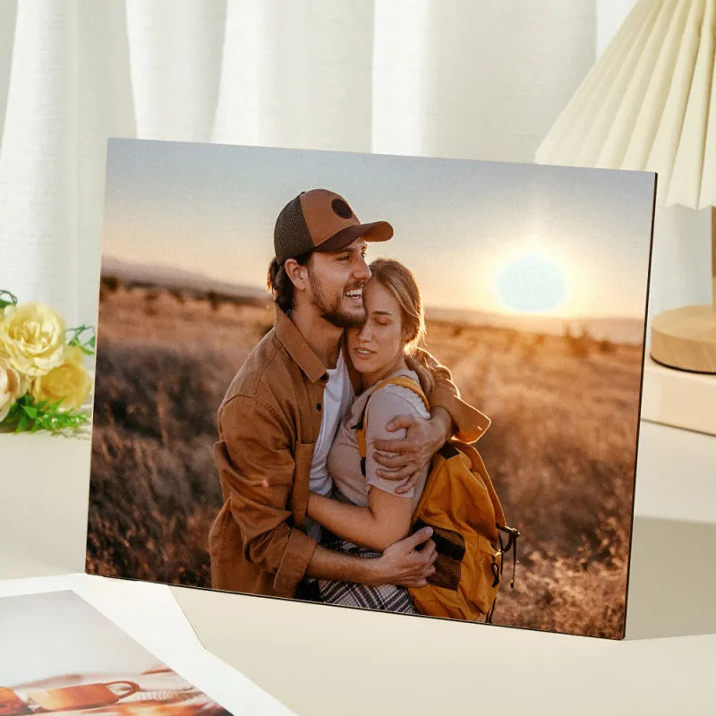 Custom Couple Portrait Photo Custom Photo on Wood Engraved Photo on Wood Watercolor Style