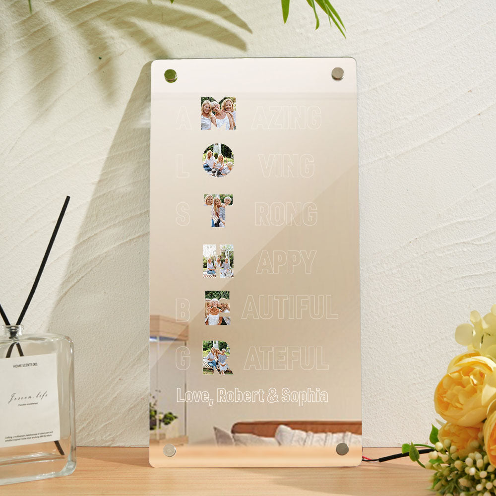 Personalized Photo Mirror Light Amazing Mother's Mirror Lamp Mother's Day Gifts for Mom