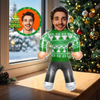 Custom Face Green Christmas Jumper Blow Up Dolls Funny Inflatable Balloon