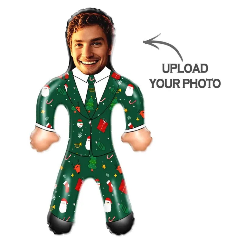 Custom Face Green Christmas Suit Blow Up Dolls Funny Inflatable Balloon