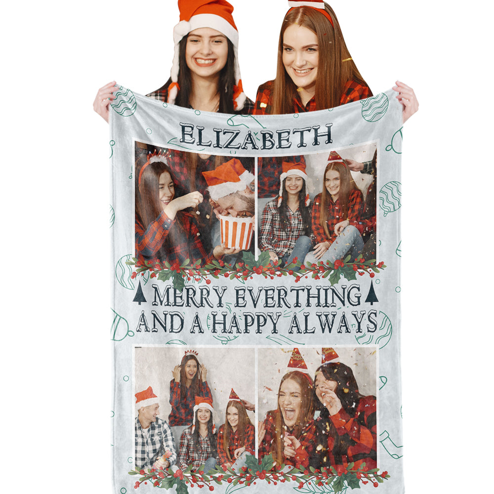 Personalized Name Throw Blanket Custom Photo Christmas Blanket