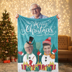Christmas Blanket Custom Face Blanket Merry Christmas Snowman Blanket Gift