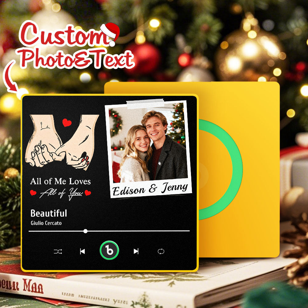 FridgeBeats Framed 4.0 Custom Photo "All Of Me Loves All Of You" Music Fridge Magnet