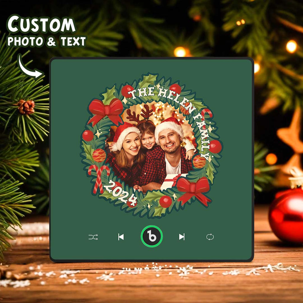 FridgeBeats Framed Personalized Christmas Wreath Family Photo