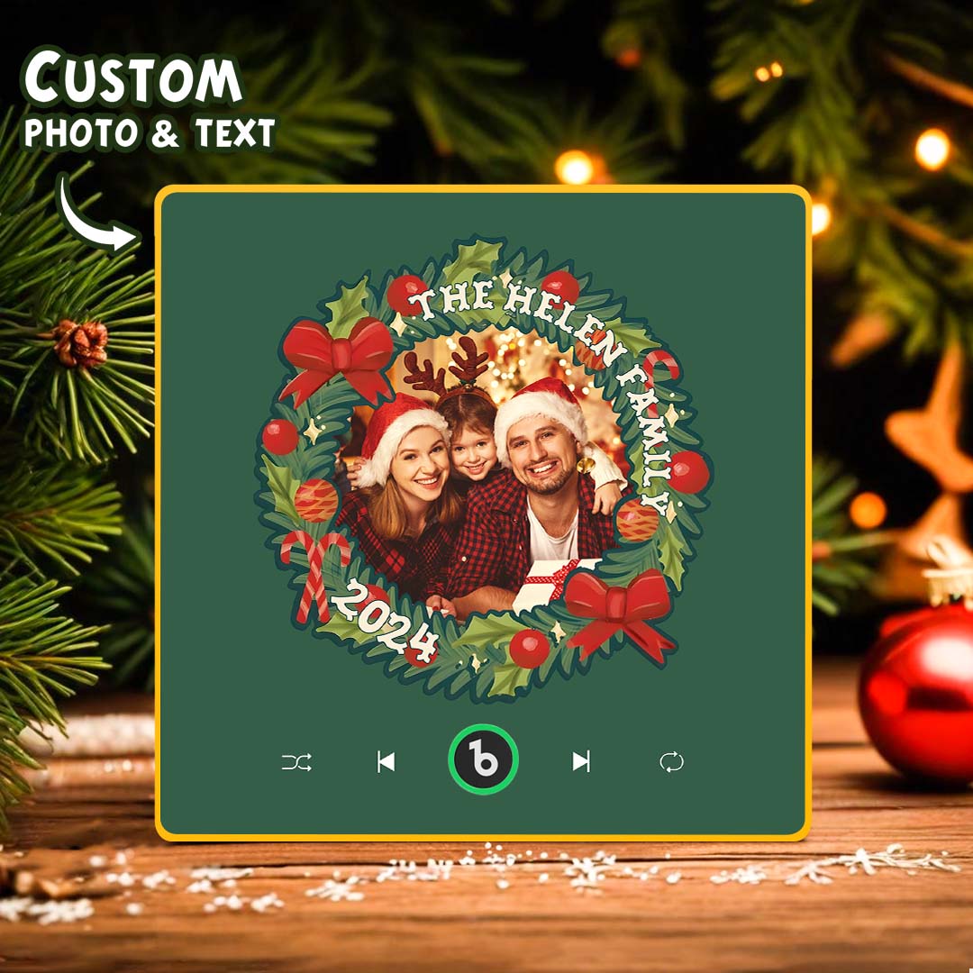 FridgeBeats Framed Personalized Christmas Wreath Family Photo