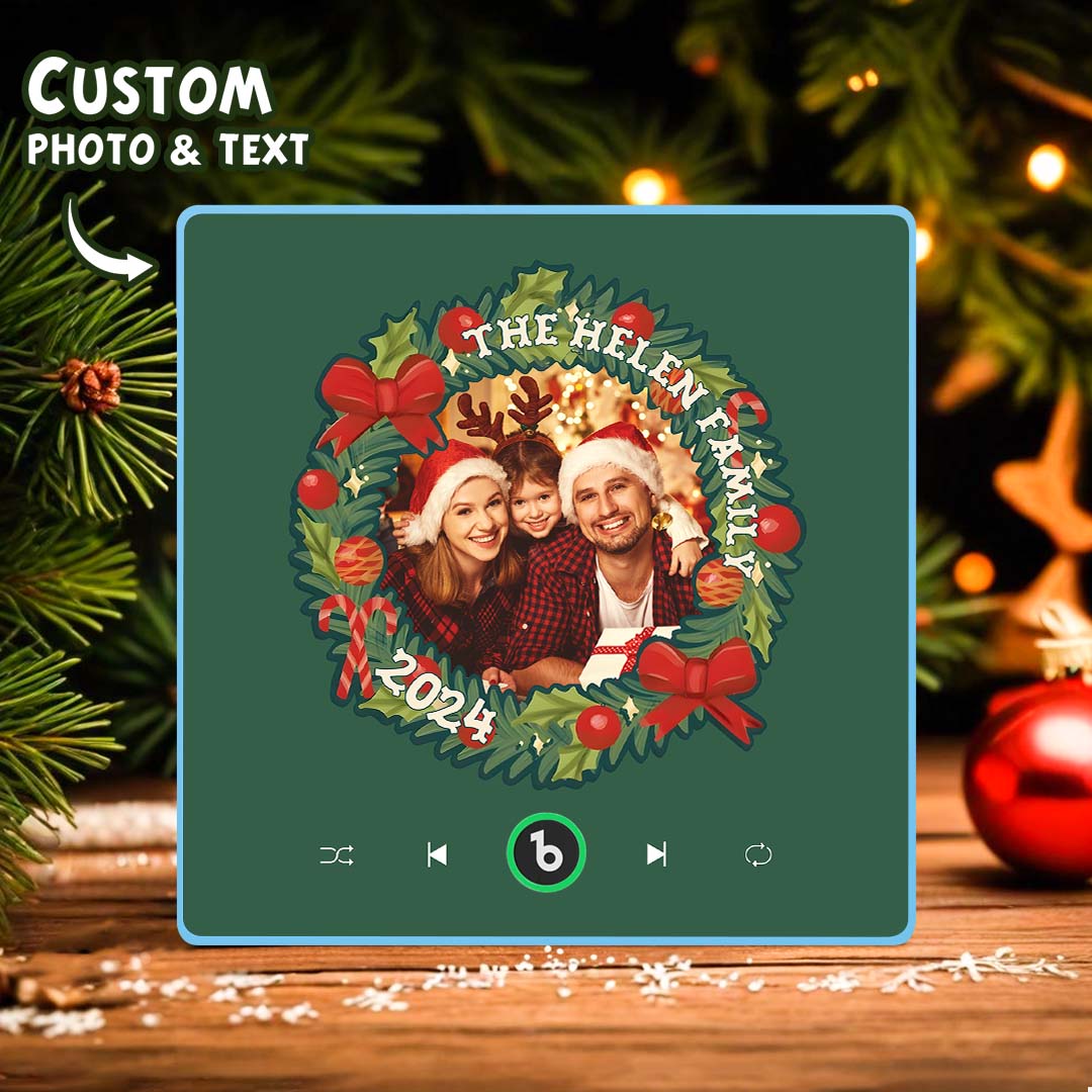 FridgeBeats Framed Personalized Christmas Wreath Family Photo