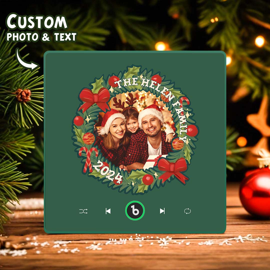 FridgeBeats Framed Personalized Christmas Wreath Family Photo