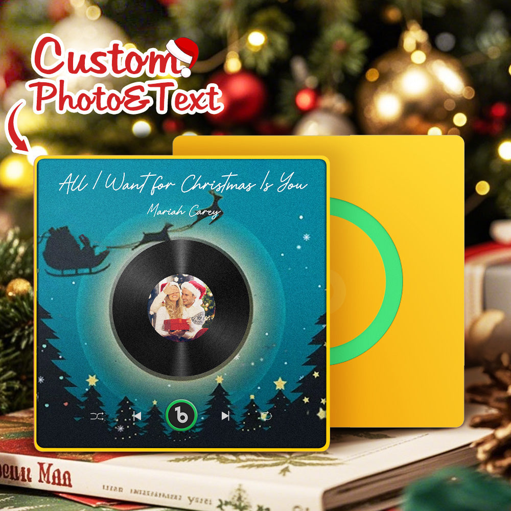 FridgeBeats Framed 4.0 Custom Photo Music Fridge Magnet Flying Santa and Reindeer Scene