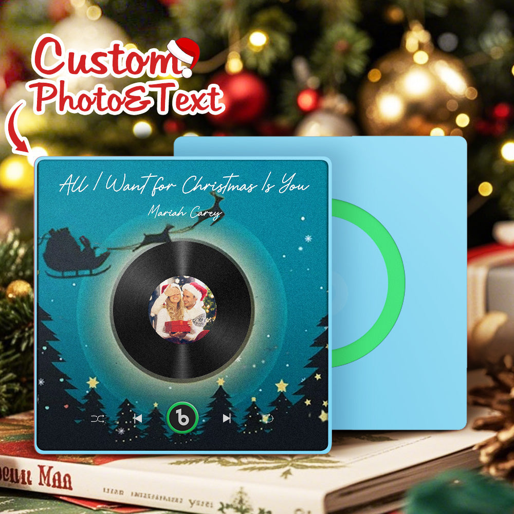 FridgeBeats Framed 4.0 Custom Photo Music Fridge Magnet Flying Santa and Reindeer Scene