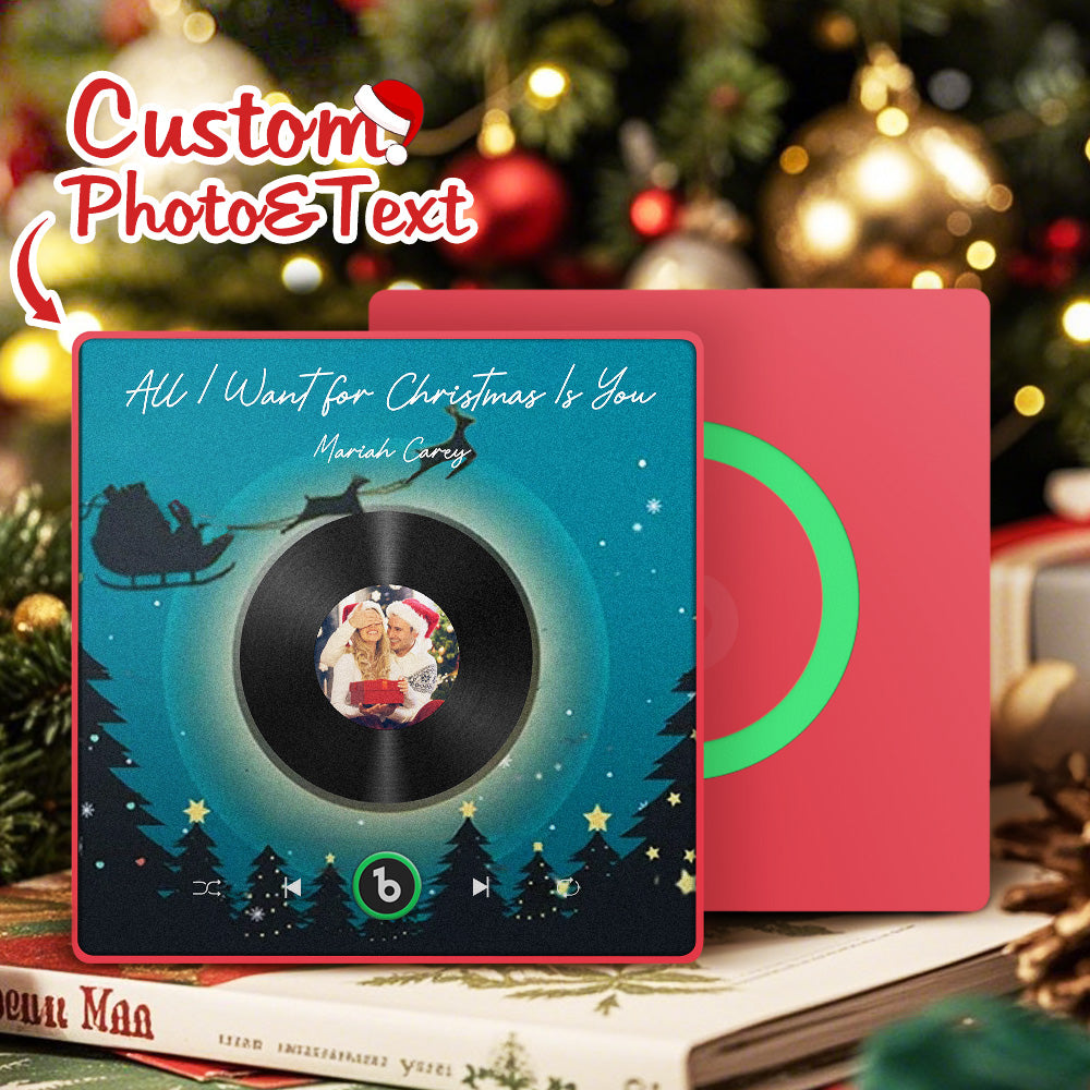 FridgeBeats Framed 4.0 Custom Photo Music Fridge Magnet Flying Santa and Reindeer Scene