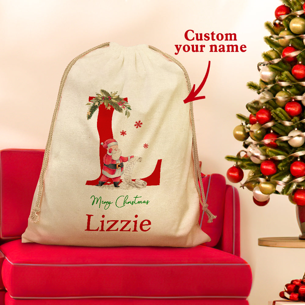 Personalised Santa Sack Christmas Gift Bag with Drawstring