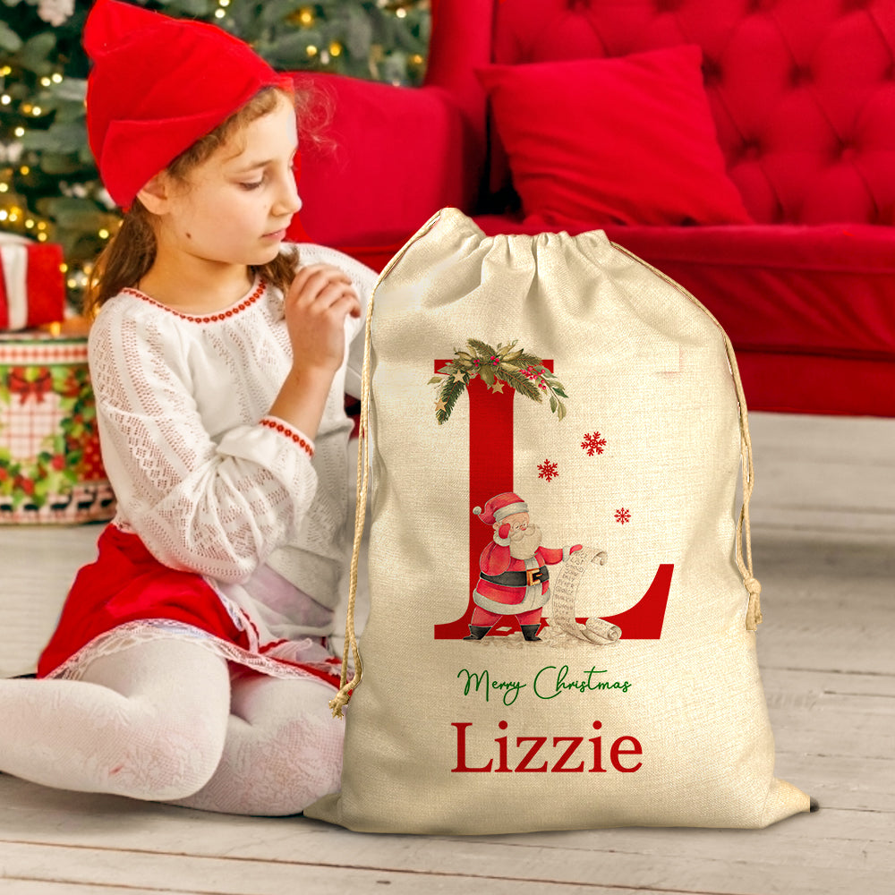 Personalised Santa Sack Christmas Gift Bag with Drawstring