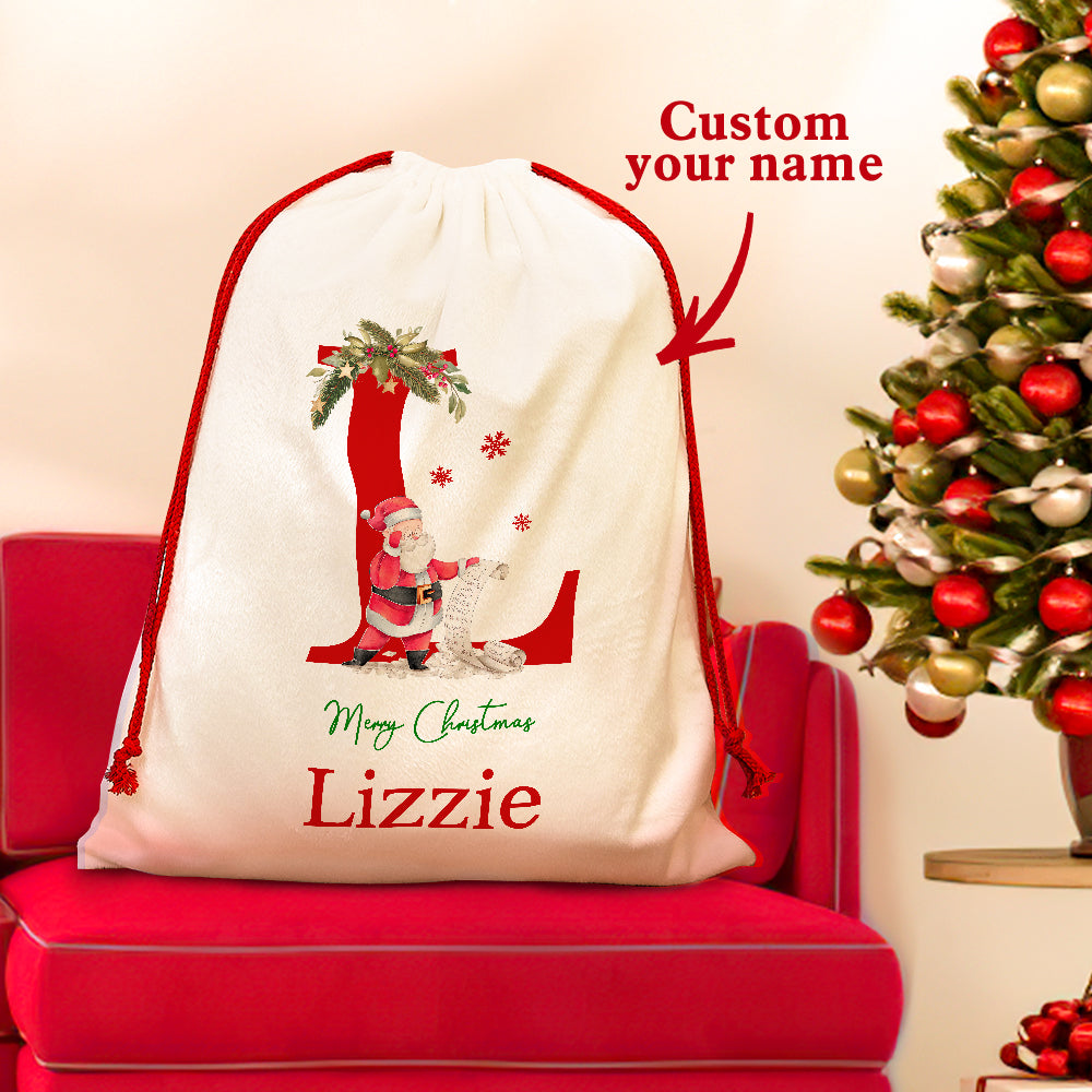 Personalised Santa Sack Christmas Gift Bag with Drawstring