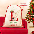 Personalised Santa Sack Christmas Gift Bag with Drawstring