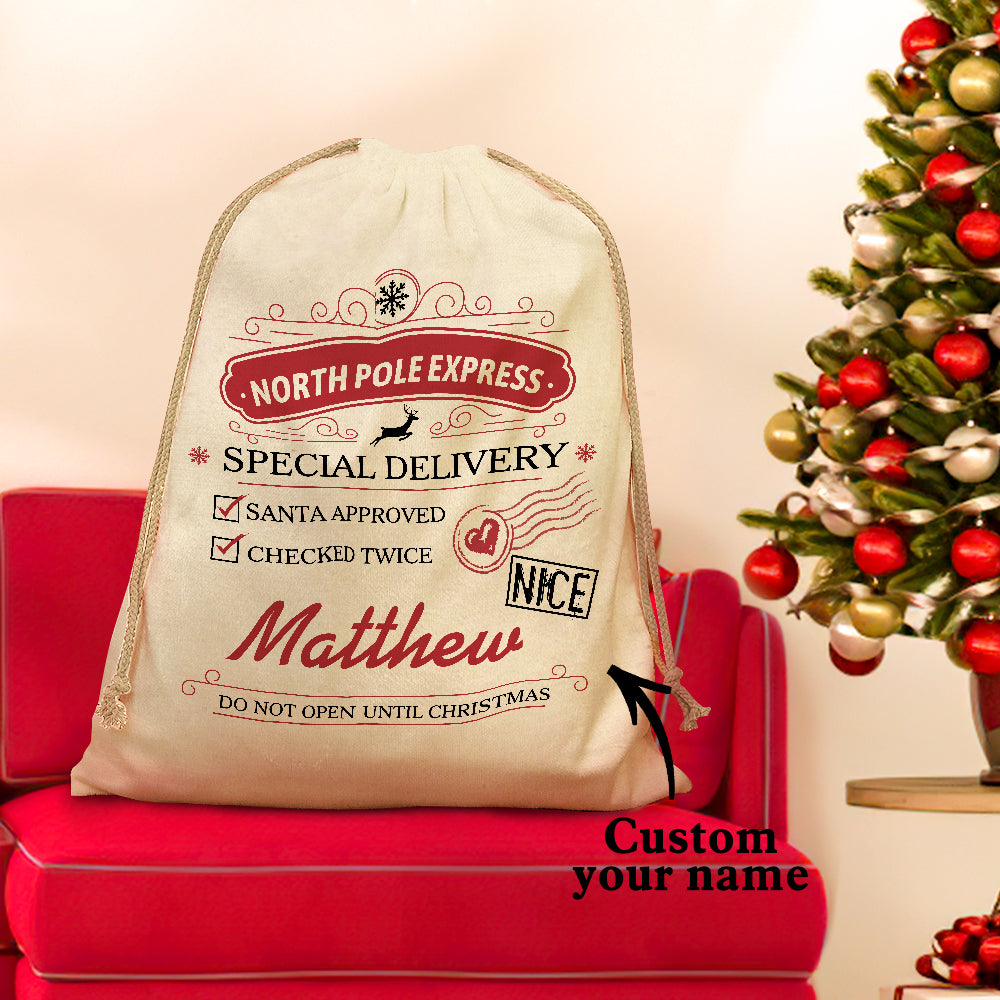 Personalised Large Santa Sack Special Delivery From Santa Christmas Gift Bag for Kids