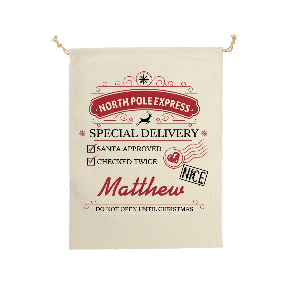 Personalised Large Santa Sack Special Delivery From Santa Christmas Gift Bag for Kids