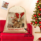 Personalised Photo Santa Sack Large Christmas Gift Bag with Drawstring