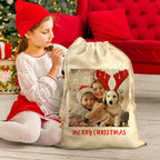 Personalised Photo Santa Sack Large Christmas Gift Bag with Drawstring
