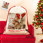 Personalised Photo Santa Sack Large Christmas Gift Bag with Drawstring