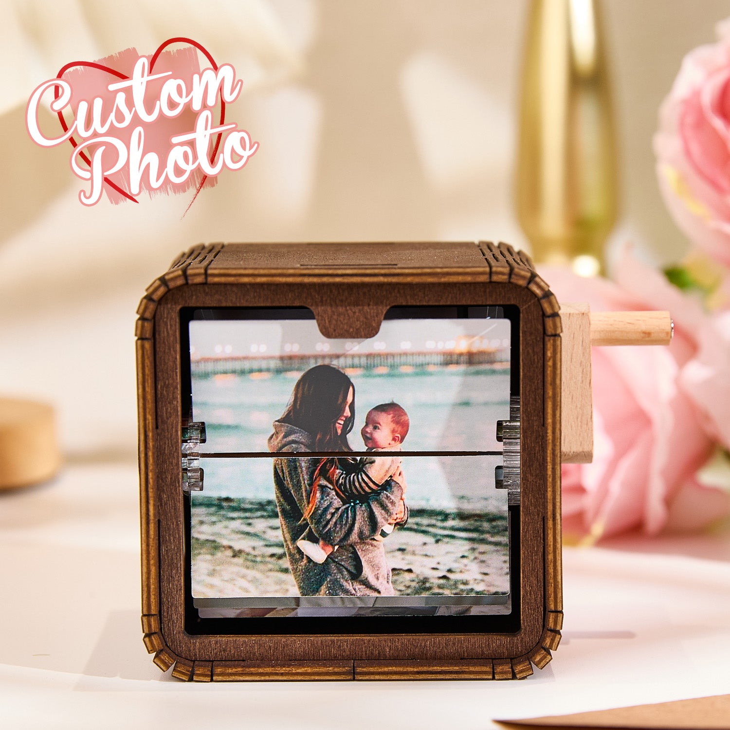 Custom 8/16 Photos Music Flipbook Frame with Light Unique Mother's Day Gifts