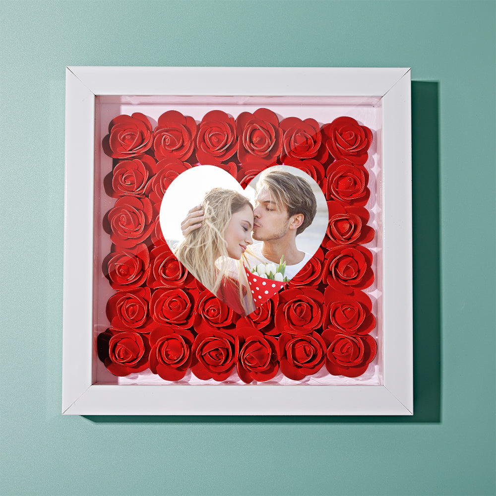 Custom Photo Flower Shadow Box Personalized Heart Flower Shadowbox Frame Gift
