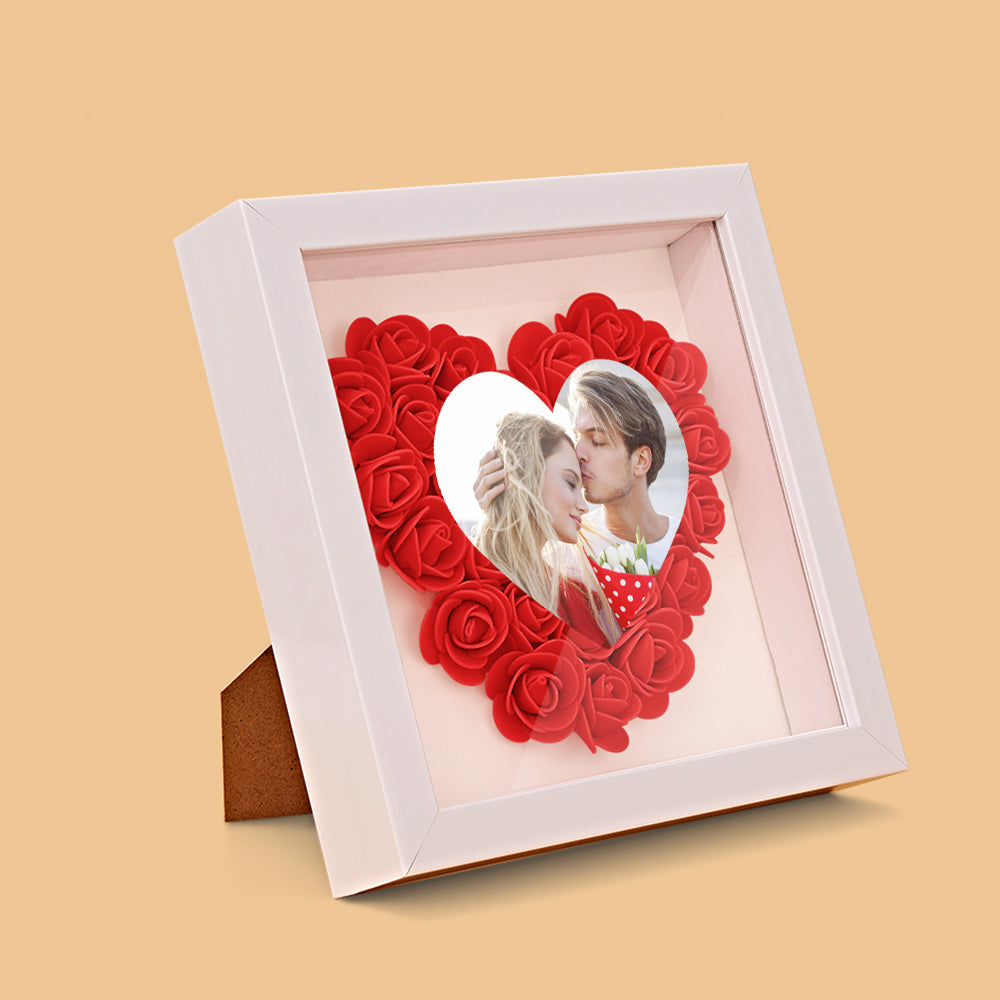 Custom Photo Flower Shadow Box Personalized Heart Flower Shadowbox Frame Gift