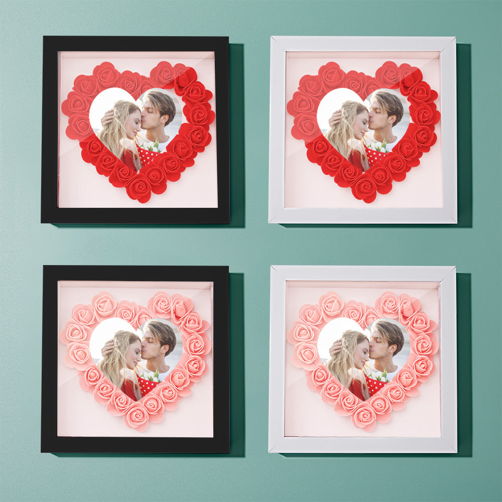 Custom Photo Flower Shadow Box Personalized Heart Flower Shadowbox Frame Gift