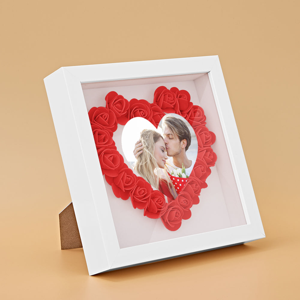 Custom Photo Flower Shadow Box Personalized Heart Flower Shadowbox Frame Gift