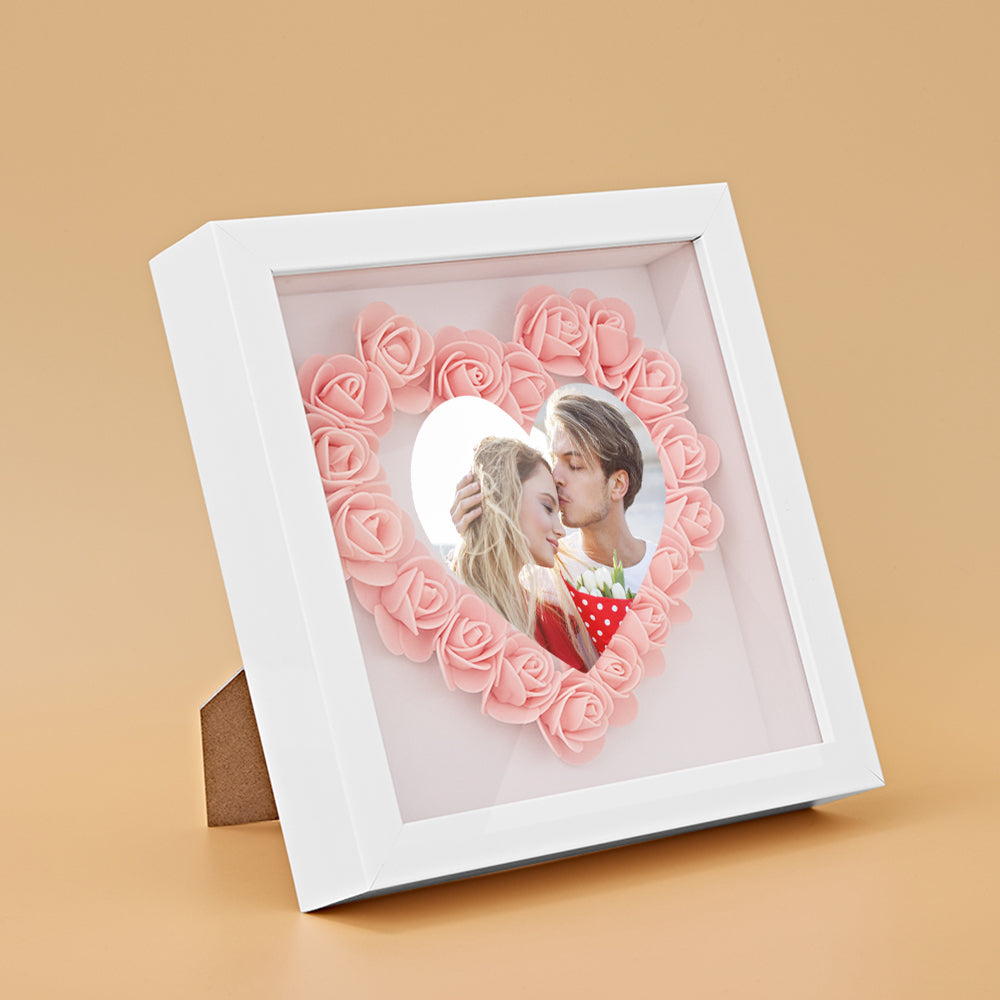Custom Photo Flower Shadow Box Personalized Heart Flower Shadowbox Frame Gift