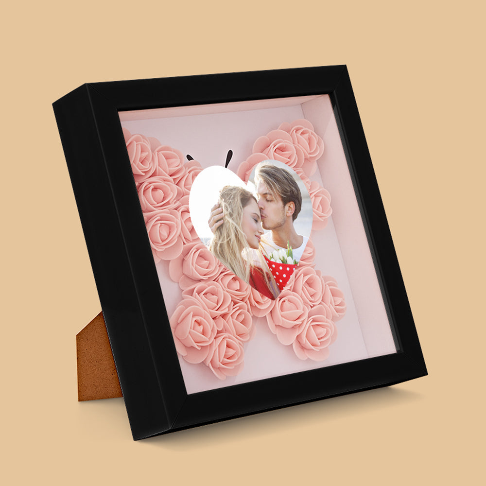 Custom Photo Flower Shadow Box Personalized Heart Flower Shadowbox Frame Gift