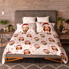 Personalized Photo Double Bedding Sheet And Duvet Cover Pillowslip Set Christmas Gift For Couple